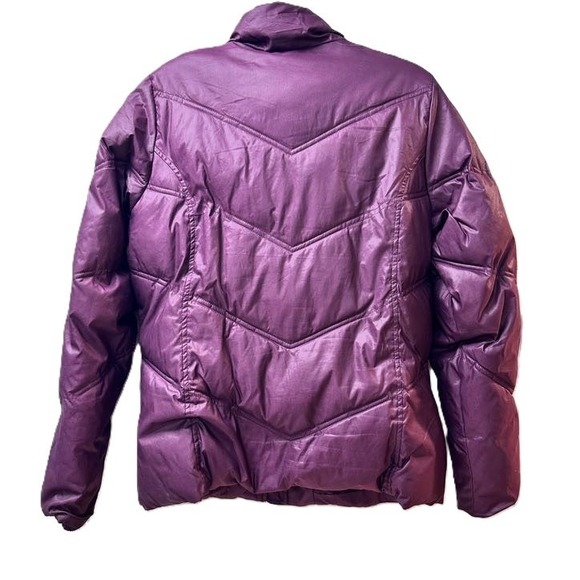 Gap Purple Plum Chevron Zip with Snap Overlay Puffer Coat Sz M Water Resistant - Picture 2 of 9
